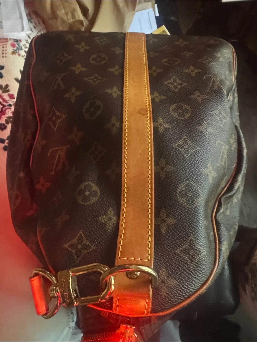 Louis Vuitton Monogram Canvas Duffel with Tan Leather Trim